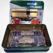 تصویر سیلندر / مغزی قفل 9 سانت تمام برنج کلید کامپیوتری ویژه سیمبا رنگ طلایی مخصوص درب ضد سرقت Cylinder/lock core 9 cm, all brass, special computer key, Simba, gold color