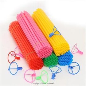 تصویر نی و کلیپس بادکنک فویلی صورتی 50 عددی 