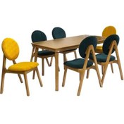 تصویر میز و صندلی ناهارخوری شش نفره گالری چوب آشنایی مدل ۸-lux 