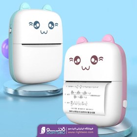 تصویر پرینتر حرارتی بی مدل Mini Printer طرح گربه 