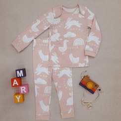 تصویر ست george تیشرت آستین بلند وشلوار نخی طرح کبوتر 