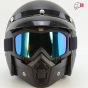 تصویر کلاه کاسکت فیس دار راپیدو مشکی 