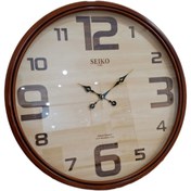 تصویر ساعت دیواری گرد چوبی 60 سانتی کرم قهوه ای SEIKO Wallclock
