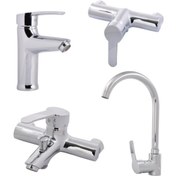 تصویر ست شیرآلات شیبه مدل البرز - کروم Shibeh Mixer Faucet Alborz Model