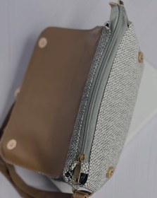 تصویر کیف پول زنانه سه خانه طرح کنف - خاکستری 