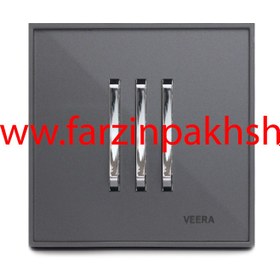 تصویر شاسی راه پله ویرا مدل شهاب استیل نوک مدادی استیل Veera Switch And Sockets Shahab Steel Gray Steel