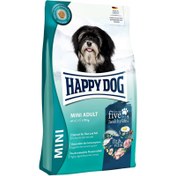 تصویر غذای خشک سگ هپی داگ مدل مینی ادالت وزن یک کیلوگرم بصورت زیپ کیپ happy dog dry food mini adult