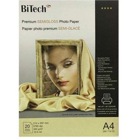 تصویر کاغذ A4 بایتک سیم گلس 260 گرم 20 عددی (BITECH PAPER A4 SIM GLOSSY 260 gr 20 SHEETS) 