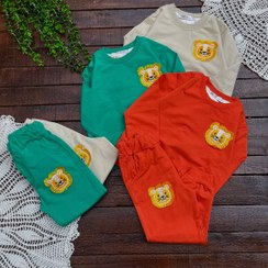 تصویر ست بلوز شلوار دورس گلدوزی شیر سایز ۴ تا ۶ سال رنگ کرم 