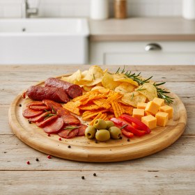 تصویر تخت گوشت چوبي گرد 