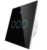 تصویر کلید 3 پل WiFi RF هوشمند لمسی Tuya برند Green Smart مدل GST-WRS-EU3 - مشکی Green Smart WiFi RF433 Smart Touch Light Switch 1/2/3/4 Gang 2 Way Multi-Control Neutral Wire Required EU