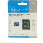 تصویر کارت حافظه microSDXC وریتی مدل 4K کلاس 10 استاندارد ظرفیت 128 گیگابایت به همراه آداپتور SD Verity