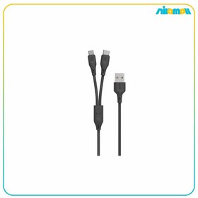 تصویر کابل تبدیل 1 به 2 پرودو مدل USB به (Type-C / Micro USB) به طول 1.2M Porodo PVC 2 in 1 Cable (Type-C / Micro USB) 2.4A 1.2M