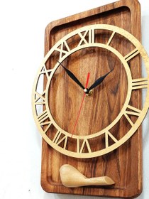 تصویر ساعت دیواری مدرن چوبی چوب گردو Modern Wooden Wall Clock