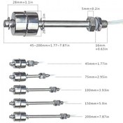 تصویر سنسور تشخیص سطح مایع استیل P150 سوئیچ شناور 