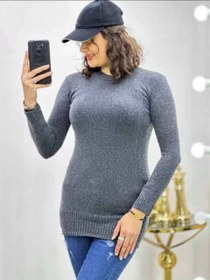 تصویر تونیک بافت آستین بلند یقه گرد رنگی 