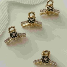 تصویر مینی کلیپس فلزی زنانه طرح رز مجلسی رنگ ثابت 