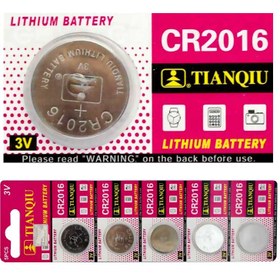 تصویر باتری سکه ای لیتیومی تیانکیو مدل CR2016 ا Tianqiu CR2016 3V Lithium Coin Cell Battery Tianqiu CR2016 3V Lithium Coin Cell Battery