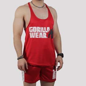 تصویر ست رکابی و شلوارک ورزشی مردانه گوریلا قرمز 
