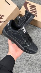 تصویر کفش نایک جردن ترویس اسکات مشکی خالص مردانه - 4 Jordan 1 Low Travis Scott Black Phantom