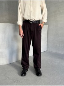 تصویر شلوار پارچه‌ای مردانه با الگوی چین‌دار و گشاد برند hyman Men's Pleated Baggy Pattern Fabric Trousers