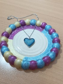 تصویر گردنبند رزین آبی شیشه ای 79754 