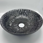 تصویر کاسه روشویی روکار طرح سنگ مشکی 