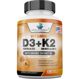 تصویر ویتامین D3 به همراه K2 برند American Standard 