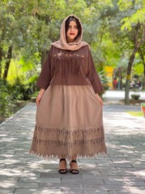 تصویر دامن زنانه سرخپوستی - زرشکی 