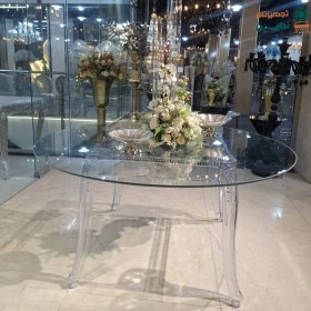 تصویر میز پلکسی گرد با شیشه 