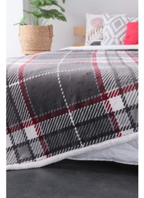 تصویر پتو دو نفره دو طرفه شِرپا آنا خاکستری برند favora Sherpa Anna Gray Double Sided Double Blanket