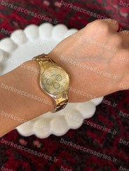تصویر ساعت طلایی صفحه گرد زنانه HONGRUI 