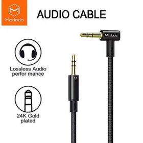 تصویر Braided Gold Plated Right Angle Aux Audio Cable Male to Male 3.5mm‏ macdodo 