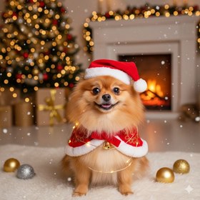 تصویر کلاه کریسمسی سگ و گربه 
