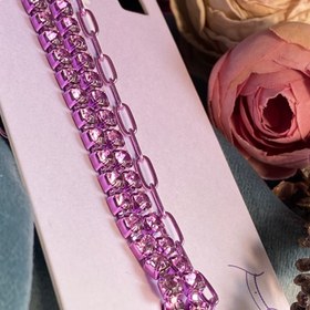 تصویر زنجیر دور شکم صورتی تمام نگین 