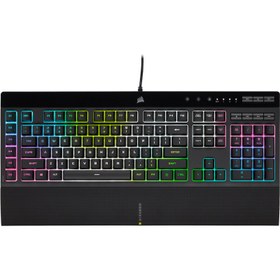 تصویر کیبورد گیمینگ کورسیر K55 RGB PRO ا Corsair K55 RGB Membrane Gaming Keyboard (6 Programmable Macro Keys, 3-Zone RGB Backlighting, Multimedia Controls, UK Layout) - Black Corsair K55 RGB Membrane Gaming Keyboard (6 Programmable Macro Keys, 3-Zone RGB Backlighting, Multimedia Controls, UK Layout) - Black