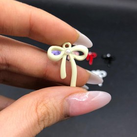 تصویر پاپیون رنگی نگین دار - سفید papion rangi negin dar