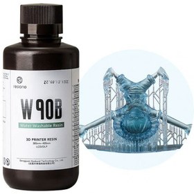 تصویر رزین W90B قابل شستشو با آب رزیون رنگ آبی شفاف Resione W90B Water Washable Resin 