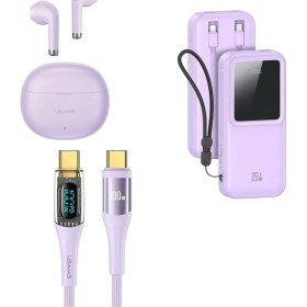 تصویر باندل هندزفری و پاور بانک و کابل تبدیل یوسمز USAMS YO17 Earbuds And CD212 Power Bank And SJ590 Cable Bundle