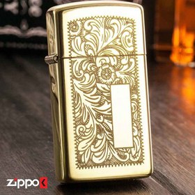 تصویر فندک اورجینال بنزینی زیپو مدل Zippo VENETIAN SLIM BRASS Zippo VENETIAN SLIM BRASS