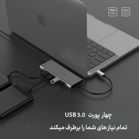 تصویر هاب 6 پورت LENTION USB-C سری SAILINGمدلC35-1M LENTION SAILING C35-1M USB-C HUB