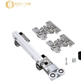 تصویر مکانیزم درب ریلی آکاردئونی ۴ درب بلو بدون ریل از کف 