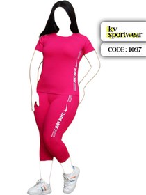 تصویر ست تیشرت شلوارک سایز بزرگ ورزشی زنانه Nike کد 0015 Nike womens big size sports shorts t shirt set code 0015