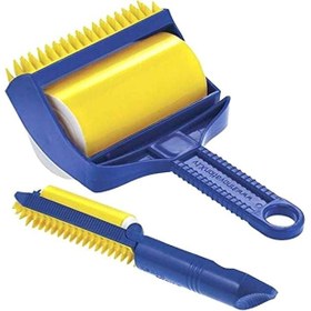 تصویر برس جمع‌کن پرز دو تکه آبی/زرد برند generic 2-Piece Lint Removal Roller Brush Blue/Yellow