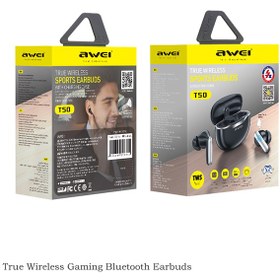 تصویر هندزفری بلوتوثAWEI T50 Black Wireless Bluetooth TWS Headset AWEI T50 Black Wireless Bluetooth TWS Headset