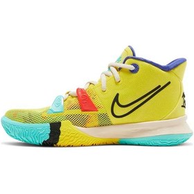 تصویر کفش بسکتبال نایکی کایری 7 زرد و آبی Nike Kyrie 7 GS 1 World 1 People 