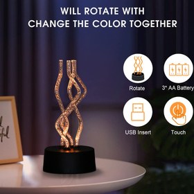 تصویر چراغ خواب و دکوری طرح زیگ‌زاگی چرخان 