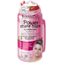 تصویر ماسک صورت روشن کننده ورقه ای اولاین Eveline Power Shake Illuminating Bio Mask With Probiotics 5903416025047 