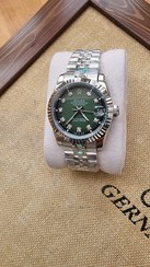 تصویر ساعت مچی رولکس زنانه دیت جاست نقره ای صفحه سبز سایز متوسط ROLEX DATEJUST OYSTER PERPETUAL