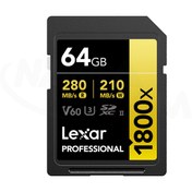 تصویر کارت حافظه لکسار ۶۴ گیگابایت مدل Professional 1800x UHS-II سری طلایی با سرعت ۲۸۰ مگابایت بر ثانیه 
